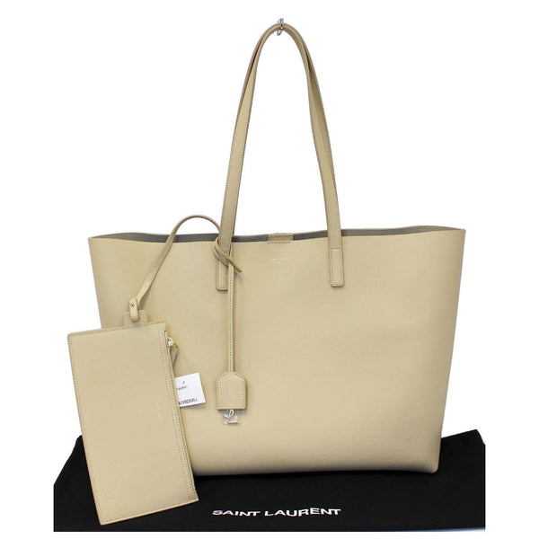 YVES Saint Laurent Black Leather East/West Shopping Tote Bag