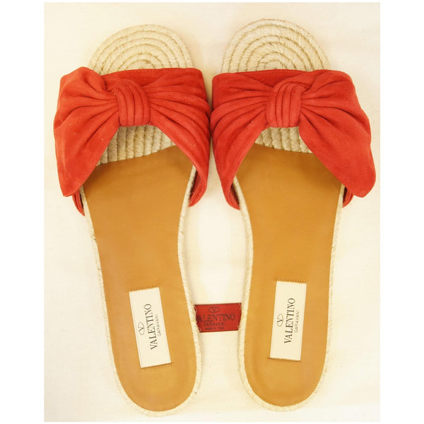 Valentino Slide Sandal Tropical Bow Espadrille Red