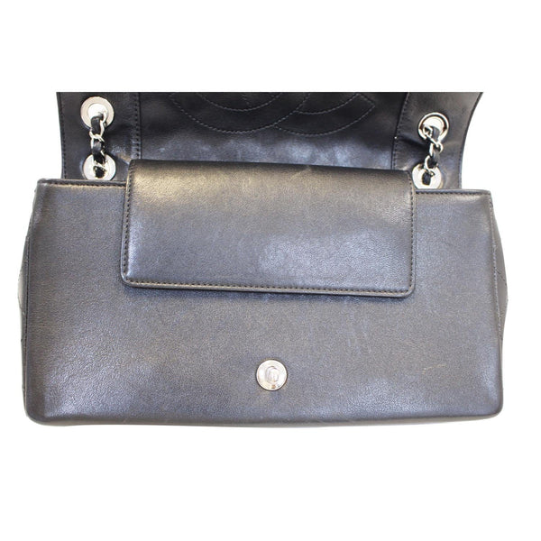 CHANEL Mademoiselle Vintage Flap Sheepskin Leather Shoulder Bag Black