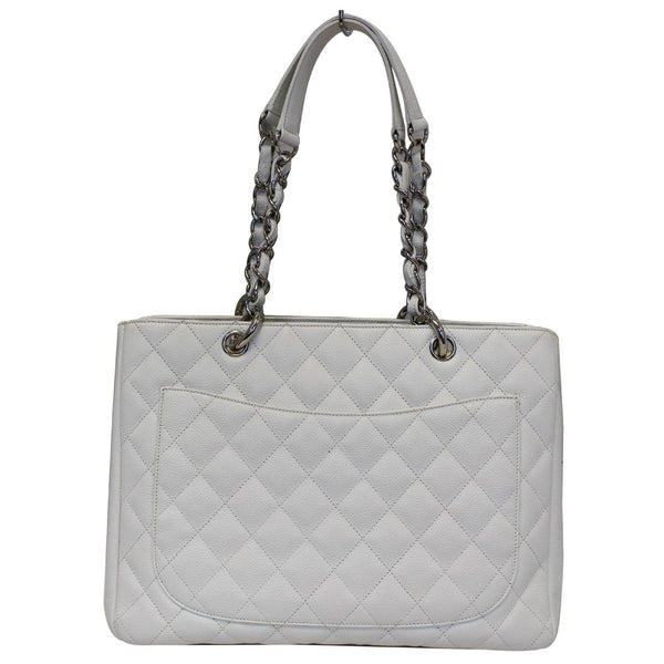 Chanel Tote Bag Grand Shopping Caviar Leather in White front view