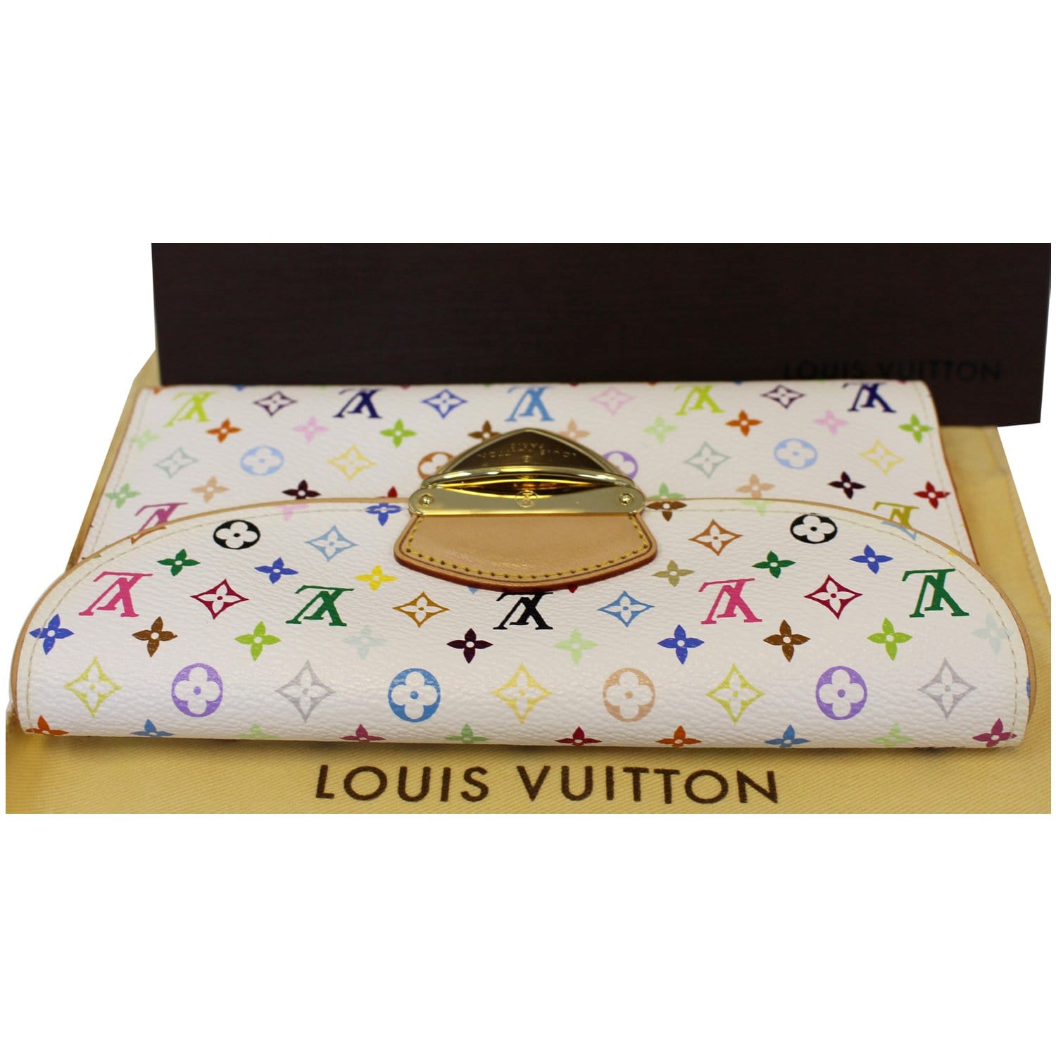 LOUIS VUITTON Monogram Multicolor Joey Wallet White Litchi 53184