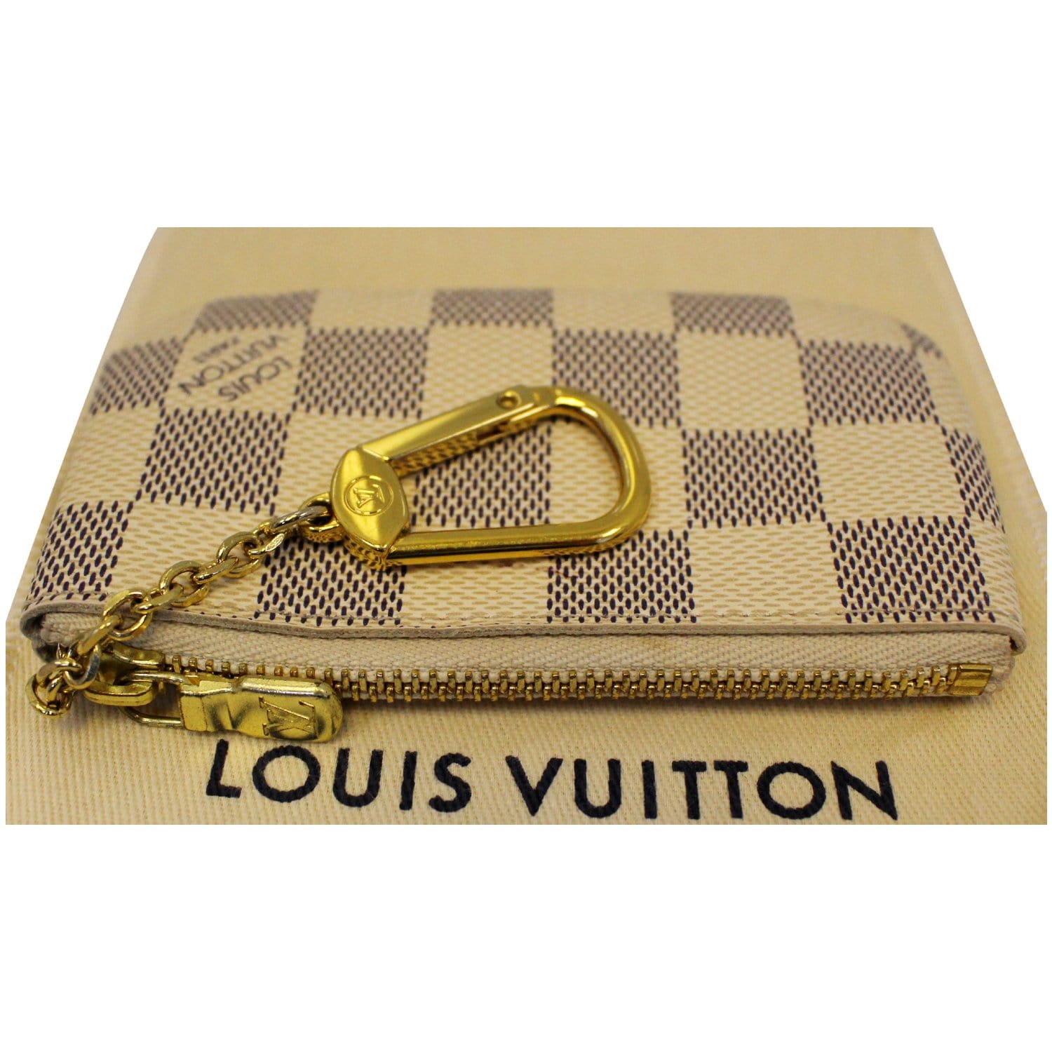 Authentic Louis Vuitton Damier Azur Pochette Key Coin Pouch Case