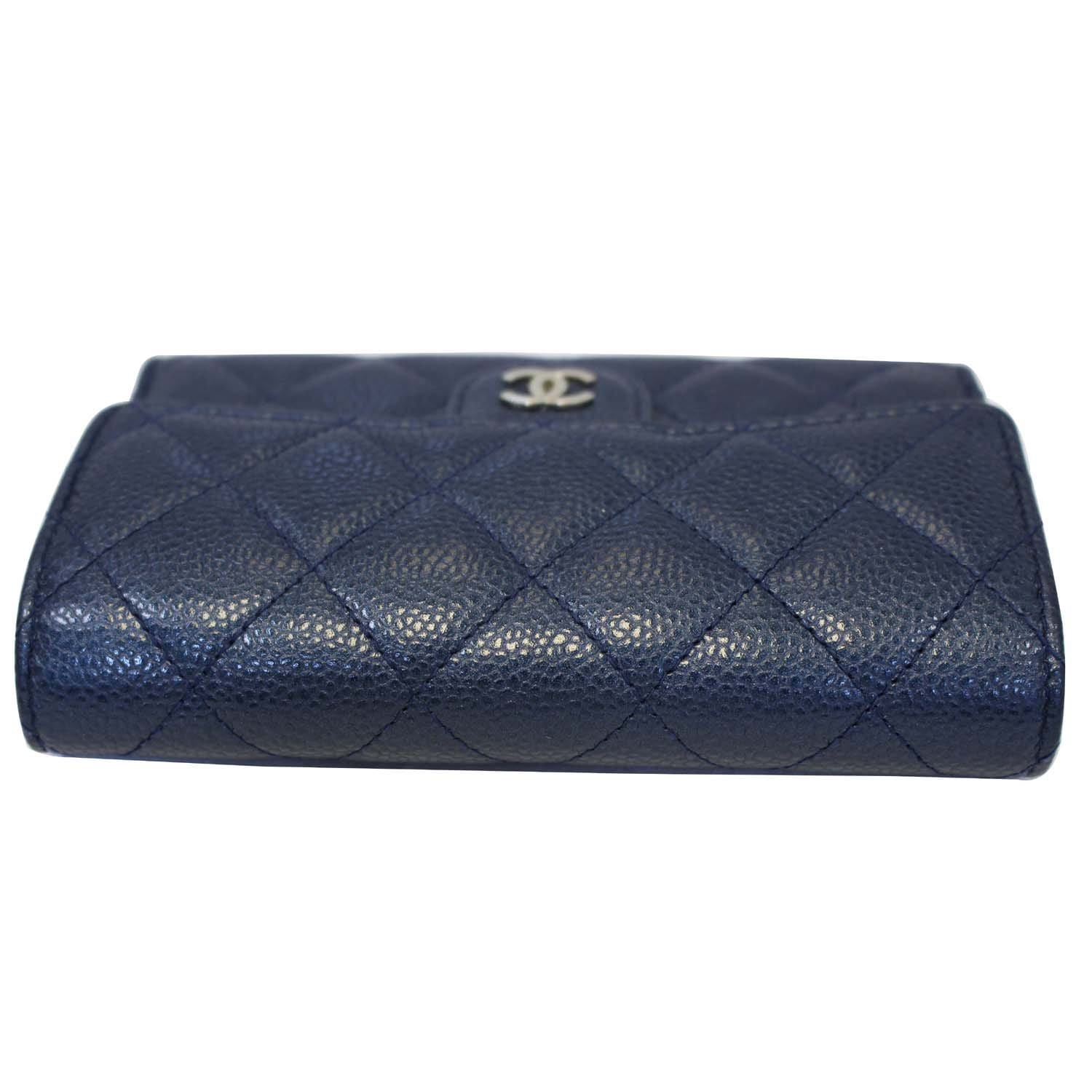Chanel Classic Medium Trifold Wallet in Black Caviar LGHW