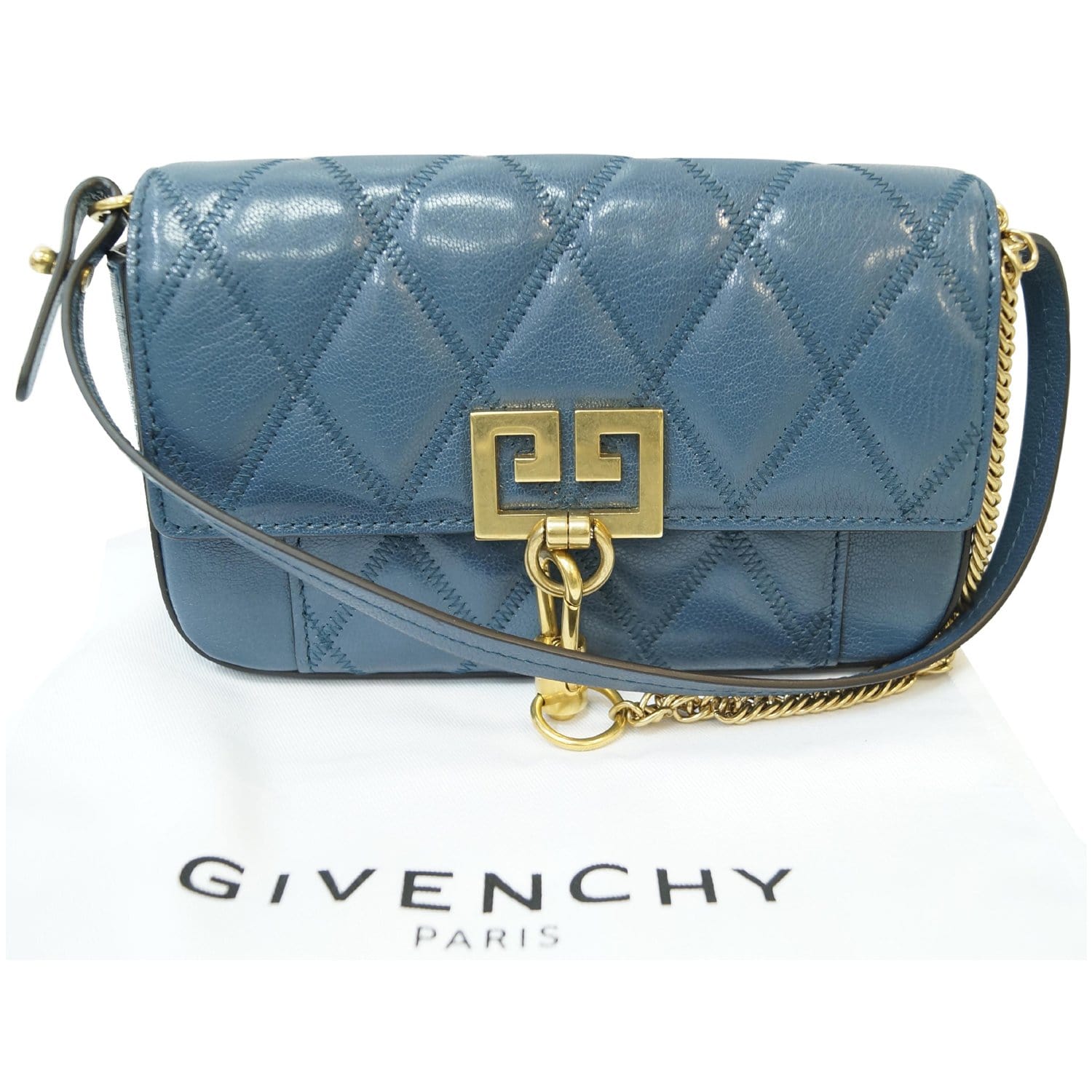 Givenchy Antigona Blue Leather Clutch In Oilblue