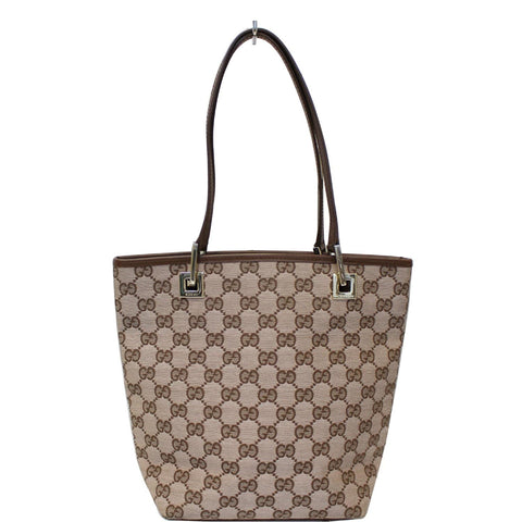 GUCCI GG Canvas Tote Shoulder Bag Brown