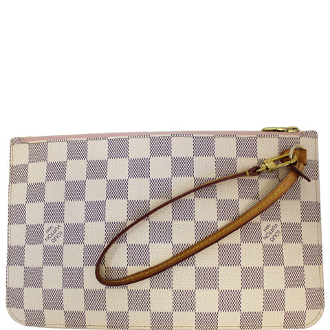LOUIS VUITTON Pochette Wristlet Pouch Damier Azur Neverfull MM/GM Rose Ballerine