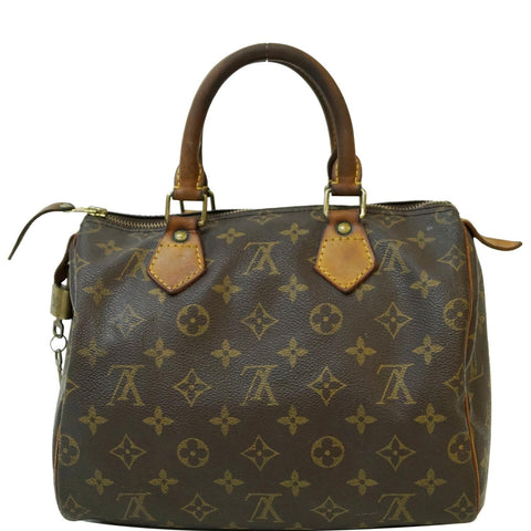 LOUIS VUITTON Speedy 25 Monogram Canvas Satchel Bag Brown