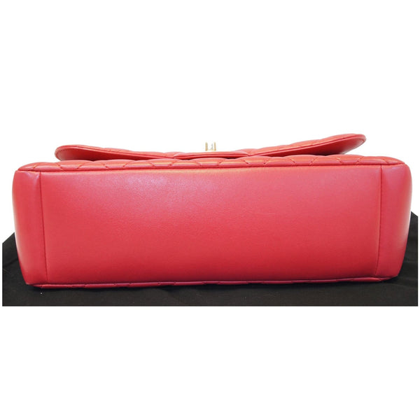 Chanel Jumbo Classic Single Flap Bag Lambskin Leather Red bottom view