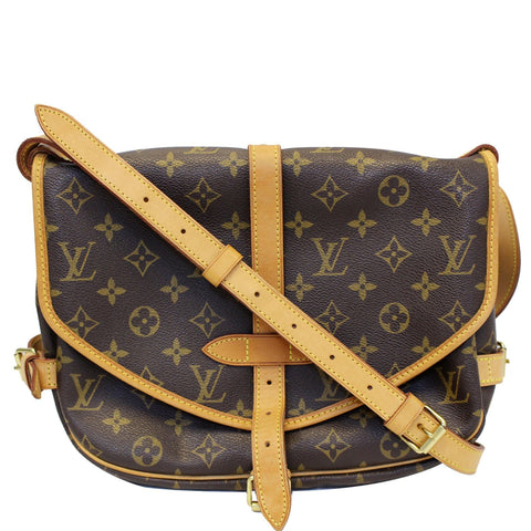LOUIS VUITTON Saumur 30 Monogram Canvas Shoulder Bag Brown