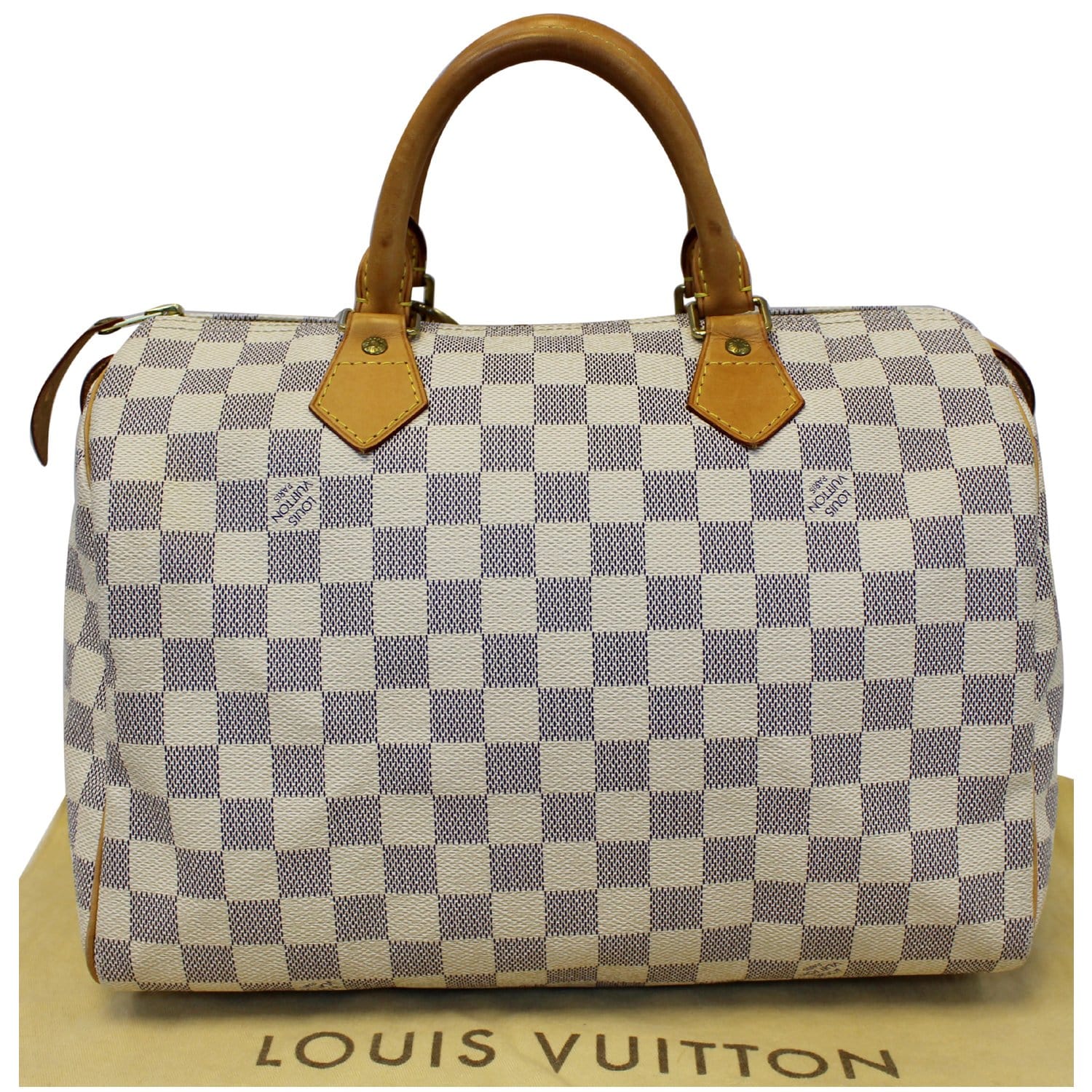 Louis Vuitton Speedy 30 White Damier Azur Canvas Satchel