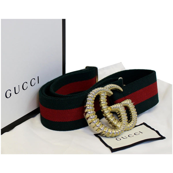 GUCCI Web Elastic with Torchon Double G Buckle Belt 524101