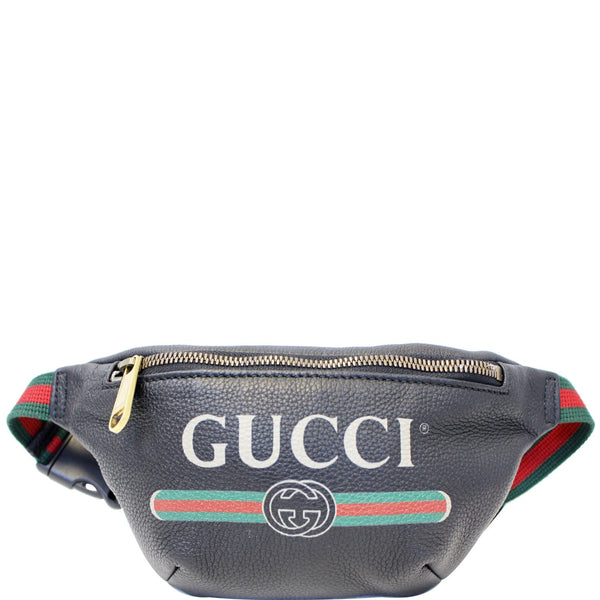 GUCCI Print Leather Black Belt Waist Bum Bag Small 527792