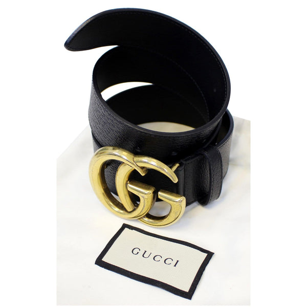 Gucci Double G Buckle Leather Belt Black Size 37 for women