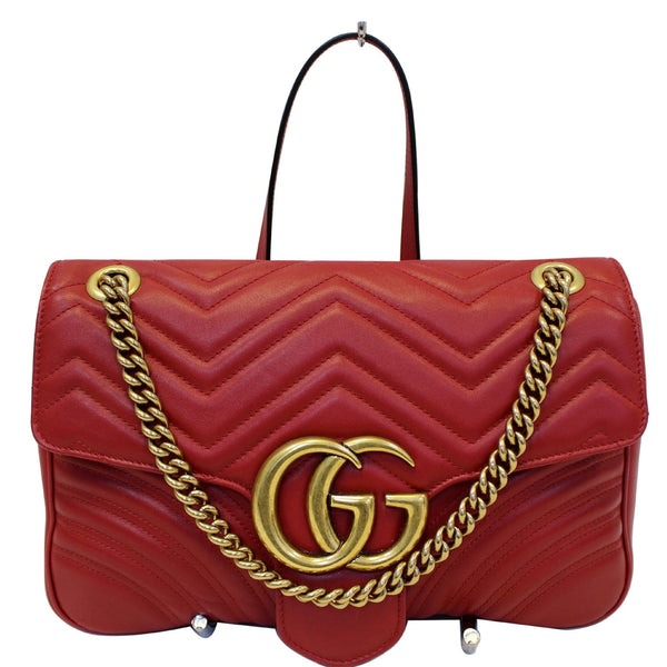 Gucci GG Shoulder Bag Marmont Matelasse Leather Red