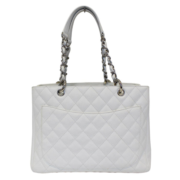 CHANEL Grand Shopping Quilted Caviar Leather Tote Bag White-US