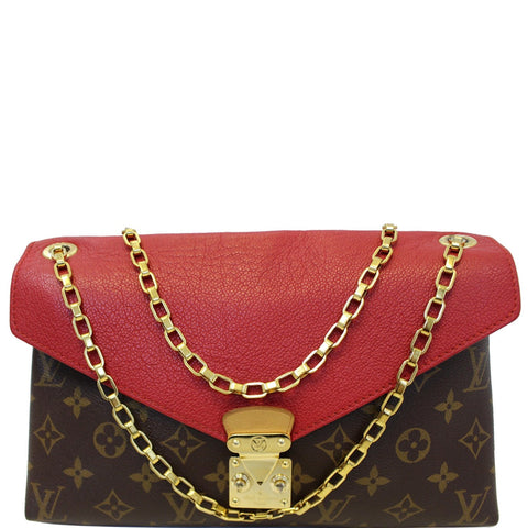 LOUIS VUITTON Pallas Chain Monogram Canvas Crossbody Bag Brown - 15% OFF