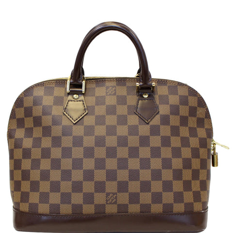 LOUIS VUITTON Alma Damier Ebene Satchel Bag Brown