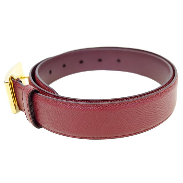 Prada Saffiano Leather Logo Belt in Red for sale