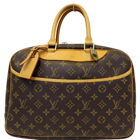 LOUIS VUITTON Deauville Monogram Canvas Boston Satchel Bag Brown
