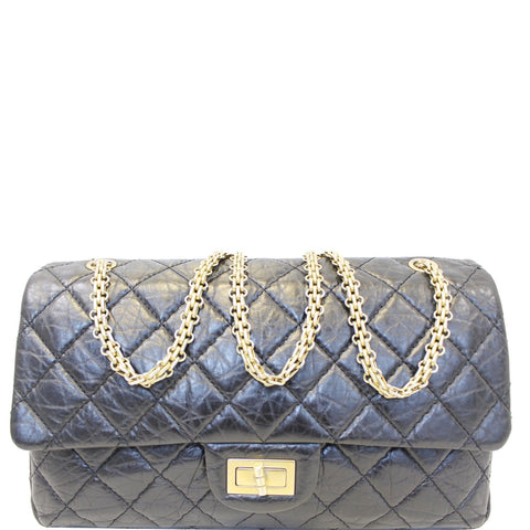 CHANEL 2.55 Reissue Calfskin Leather Flap Shoulder Bag Black