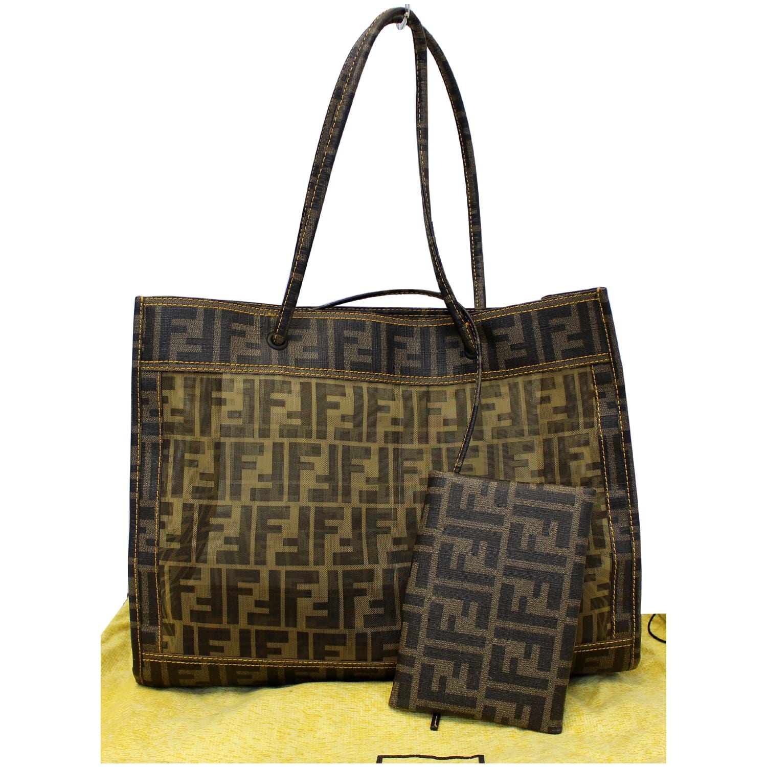 fendi tobacco zucca FENDI Tobacco Zucca Print Mesh Fabric Tote Bag Brown-US fendi tobacco zucca FENDI Tobacco Zucca Print Mesh Fabric Tote Bag Brown-US