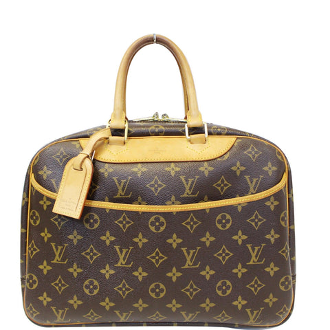 LOUIS VUITTON Deauville Monogram Canvas Boston Satchel Bag Brown