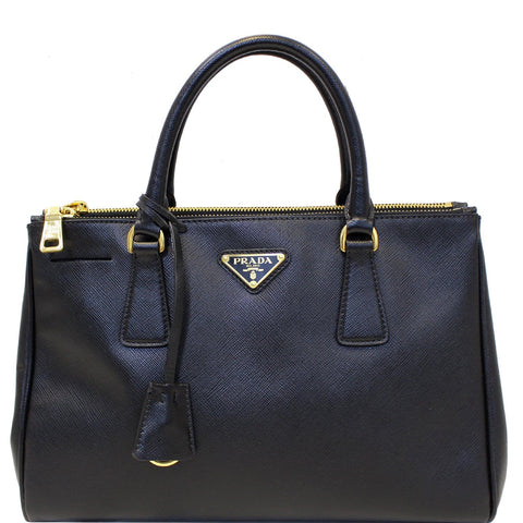 PRADA Saffiano Lux Small Double-Zip Tote Bag Black