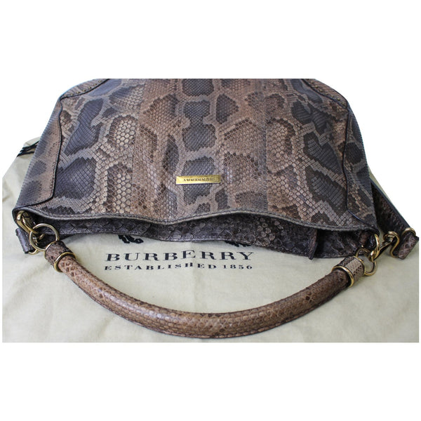 BURBERRY Large Python Leather Tote Shoulder Bag Brown