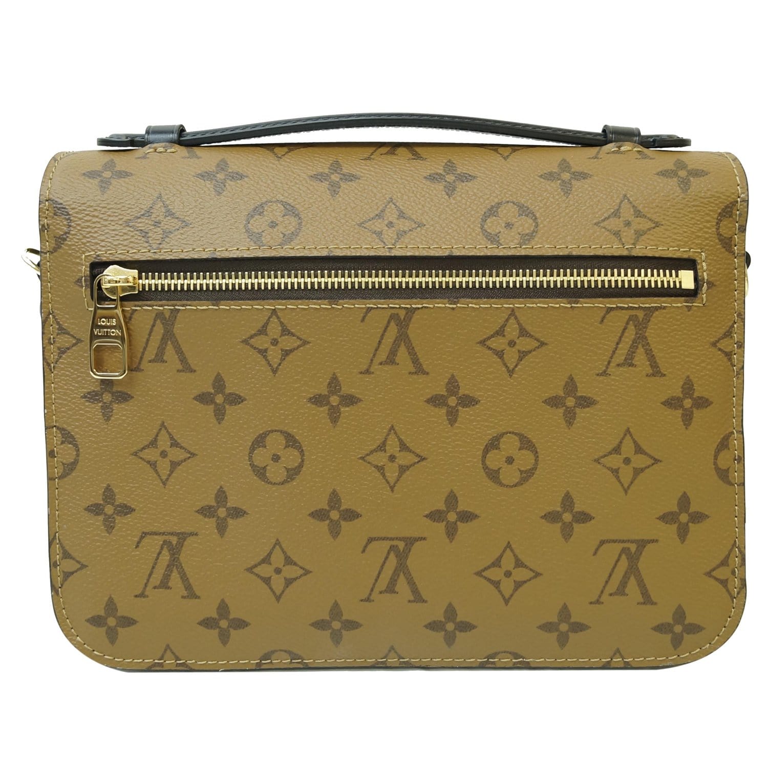Louis Vuitton Brown Reverse Monogram Coated Canvas Pochette Métis Gold Hardware, 2021 (Like New), Womens Handbag