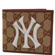 GUCCI NY New York Yankees Patch GG Canvas Bifold Wallet Brown 547787