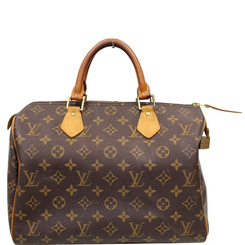 Louis Vuitton Speedy 30 Monogram Canvas Satchel Bag Brown