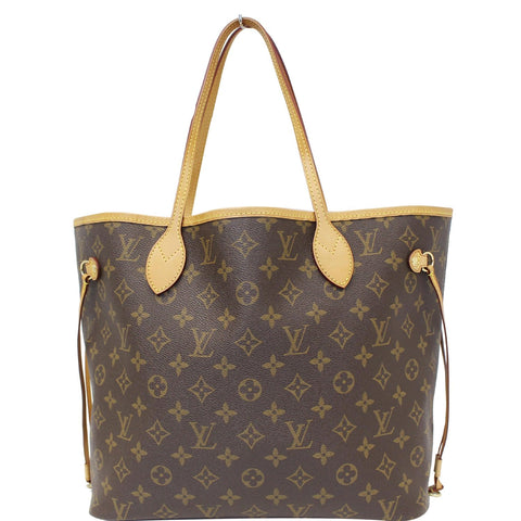 LOUIS VUITTON Neverfull MM Monogram Canvas Tote Bag Brown/Yellow