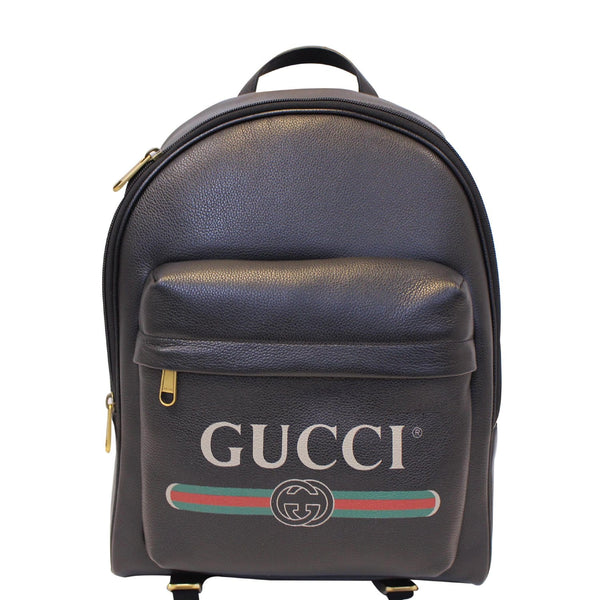 Gucci Leather Print Backpack Bag Black - Gucci Bags
