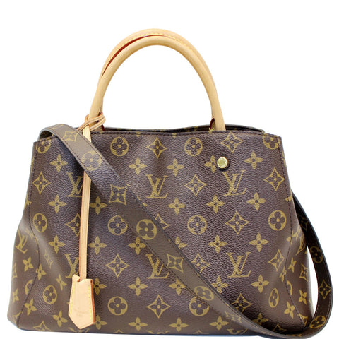 LOUIS VUITTON Montaigne MM Monogram Canvas Shoulder Bag Brown