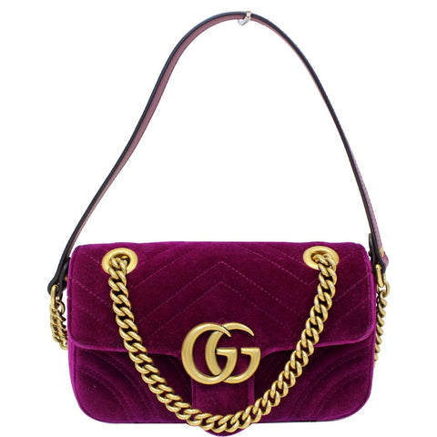 GUCCI GG Marmont Velvet Mini Shoulder Crossbody Bag Purple