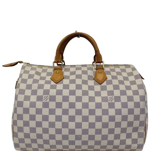 LOUIS VUITTON Speedy 30 Damier Azur Satchel Bag White
