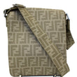 FENDI Zucca Flap Messenger Crossbody Bag Taupe
