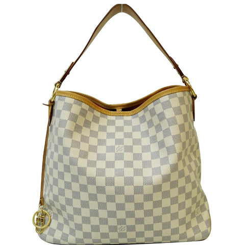 LOUIS VUITTON Delightful MM Damier Azur Hobo Shoulder Bag White