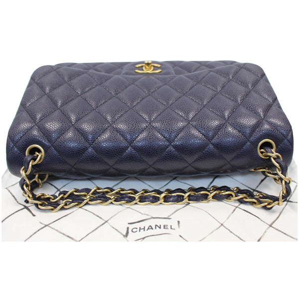 Chanel Jumbo Double Flap Caviar Leather chained strap Shoulder Bag 
