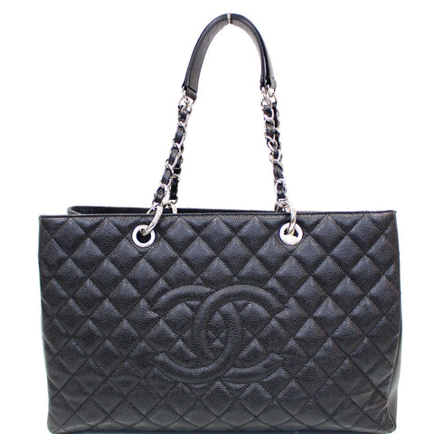 CHANEL XL Grand Caviar Leather Shopping Tote Bag Black