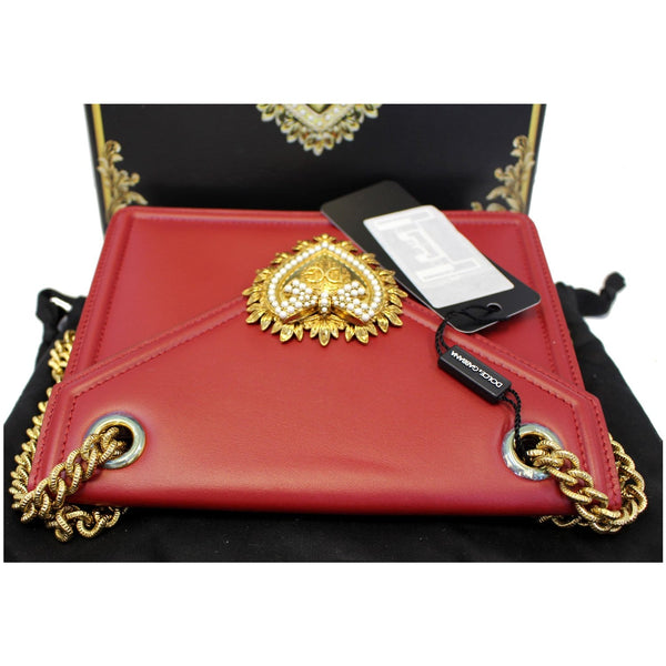 DOLCE & GABBANA Devotion Mini Leather Crossbody Bag Red