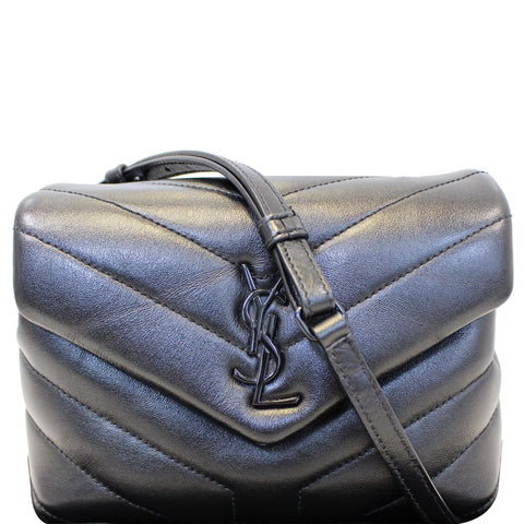 YVES SAINT LAURENT Matelasse Loulou Monogram Calfskin Shoulder Bag Black