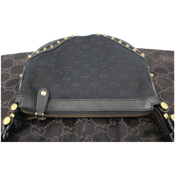Gucci Pelham Small GG Canvas Studded Shoulder Bag Black