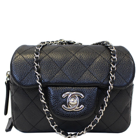 CHANEL Classic Mini Flap Quilted Lambskin Crossbody Bag Black