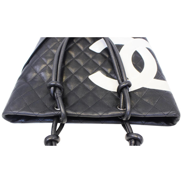 Chanel Tote Bag Cambon Small Quilted Leather Black full view