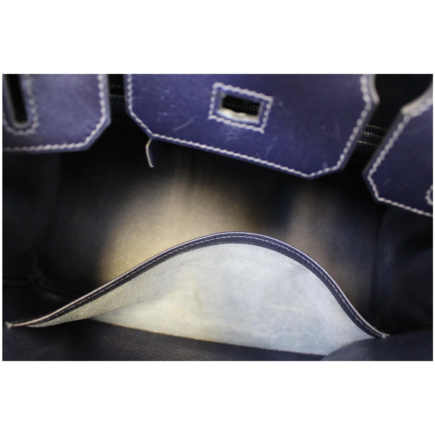 HERMES Birkin 30cm Smooth Calf Leather Silver Hardware Bag Navy