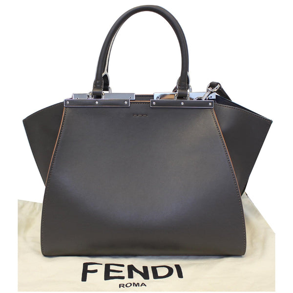 Fendi Petite 3Jours Calfskin Leather Tote Bag Dark Grey straps