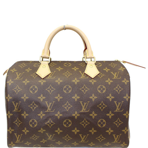 LOUIS VUITTON Speedy 30 Monogram Canvas Satchel Handbag Brown
