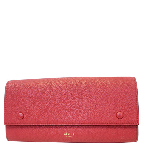 CELINE Large Flap Multifunction Leather Wallet Red