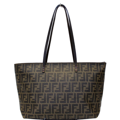 FENDI Zucca Print Canvas Small Roll Tote Bag Brown